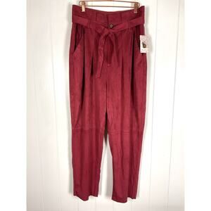 Free People Nightfall Vegan Suede Pants‎ in Queen Pomegranate NWT Size 12